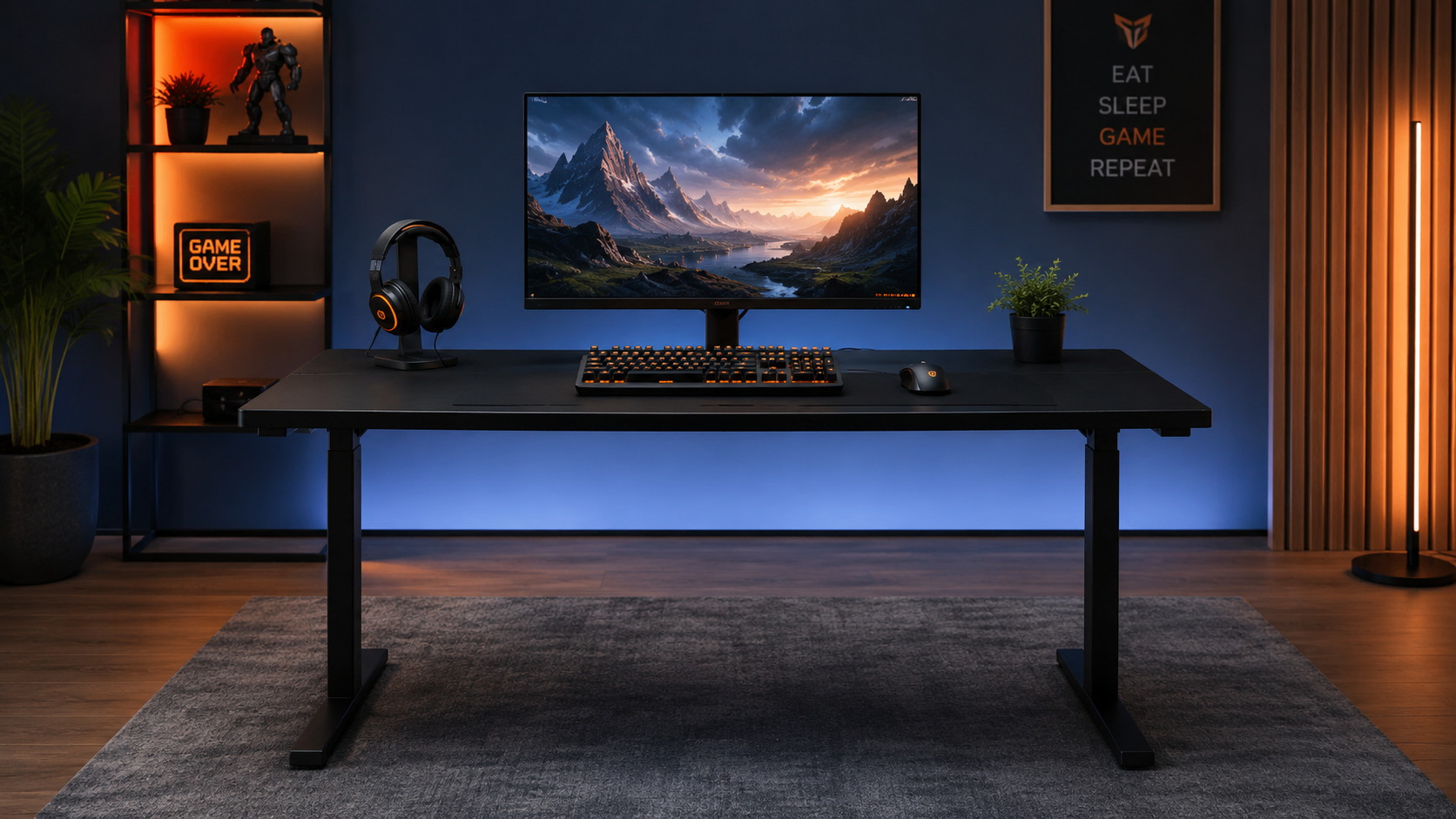 Mesa gaming recta para setup limpio y ordenado