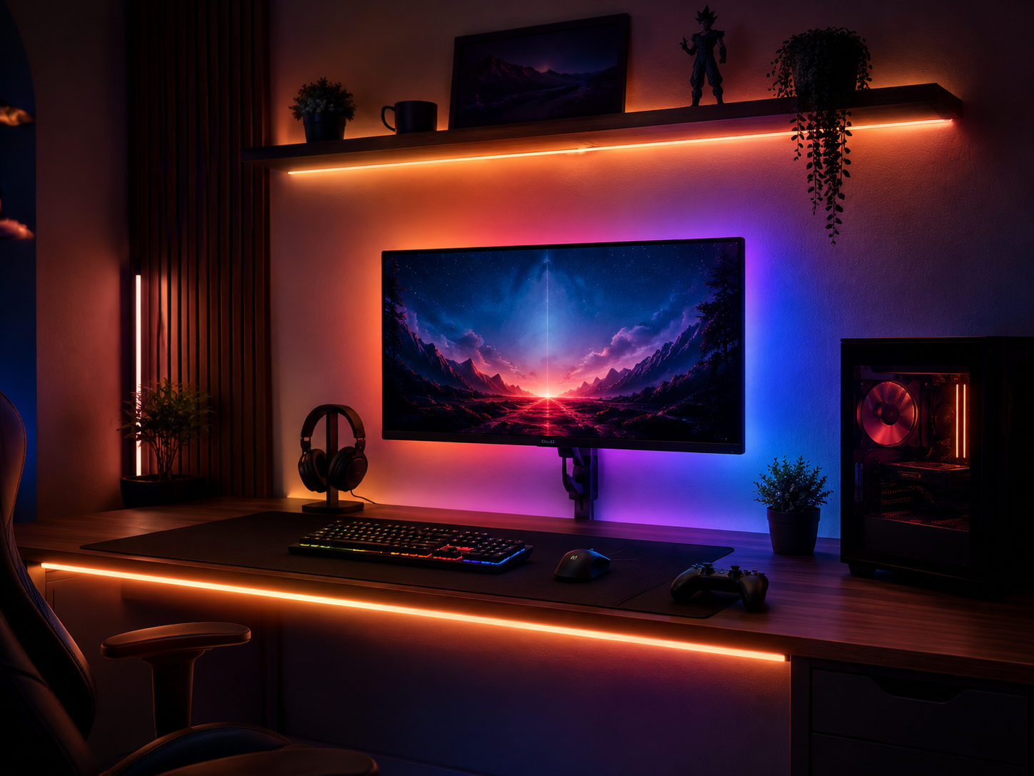 Tiras LED RGB para escritorio gaming