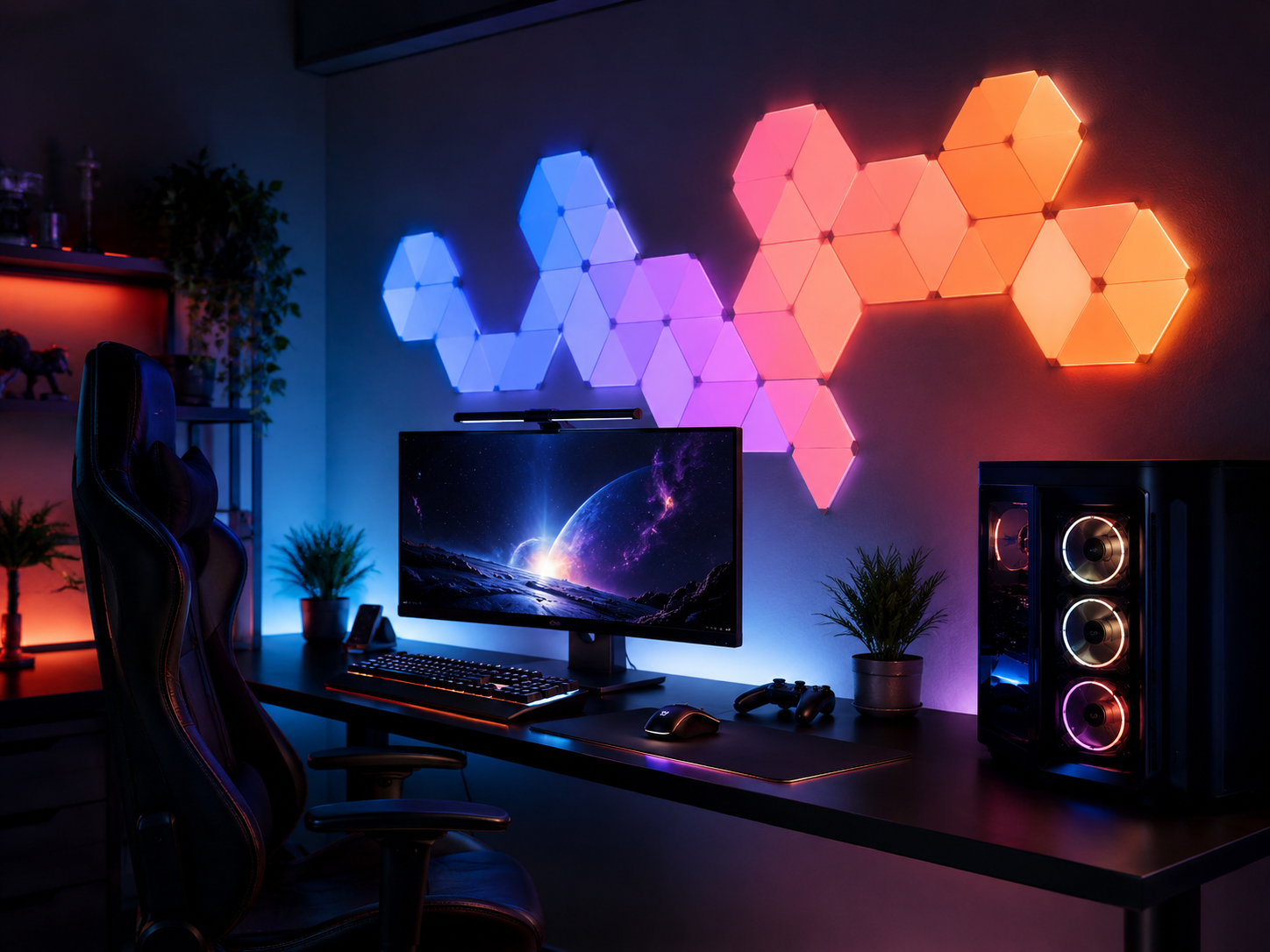 Paneles LED decorativos para pared de setup gaming